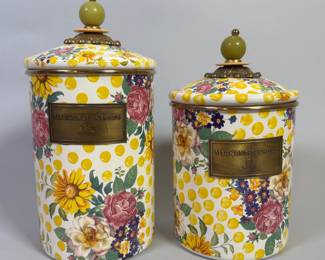 MacKenzie Childs Buttercup Enamelware Canisters (Set Of 2)