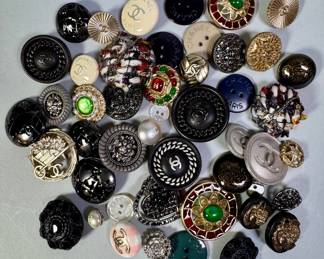 Assorted Chanel Buttons With Original Swatch Bags (47 Buttons Total)