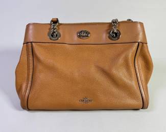 Coach Turnlock Edie Shoulder Bag In Tan Pebble Leather