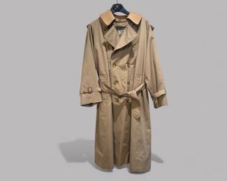 Burberry Tan Double Breasted Men's Trench Coat With Removable Wool Liner