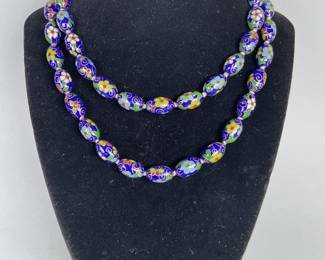 Vintage Chinese Cloisonne Enamel Beaded Necklace