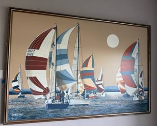 Mid-Century 'Letterman' Regatta Sailboat Wall Art
