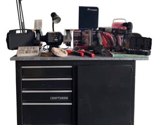 Tinkers Treasure Chest Ultimate Workbench, Rotary Tool Kit, Grinder, Lamp Pro Accessory Bundle