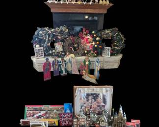 Vintage Christmas Collectibles Wreaths, Trains, Dept 56 More