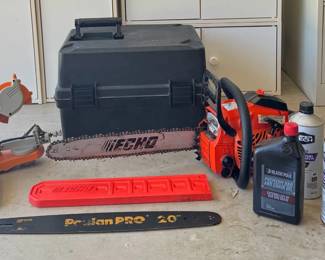 Echo CS400 16 Gas Chainsaw Bundle W Chicago Electric Sharpener, Extra Oregon Bar Spare Chain