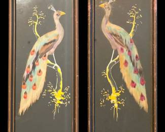 Unique MCM Mexican Feather Art Peacock Panels... Feather Mosaic Art... Plumera