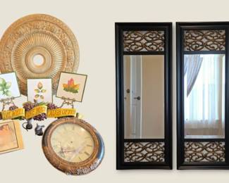 Eclectic Vintage Decor Mirrors, Brass Easels, Italian Plaques More