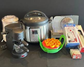 Instant Pot Viva 8, Cuisinart Ice Cream Maker, Nesco Slicer, Krups Espresso, Accessories