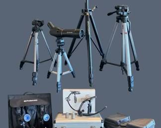 Vintage Studio Gear Bundle Steadicam, Lighting Kit, Lenses, Tripods Flight Cases