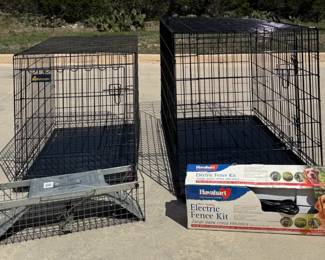 Ultimate Pet Animal Control Lot Electric Fence Kit, Live Trap 2 Large Dog Crates