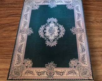 Large Tabriz Style AubussonDesign Emerald Green Area Rug