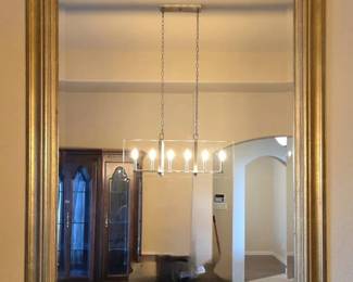 Large Statement Beveled Wall Mirror in Gold Finished Wood Frame... Make Room for a Big One