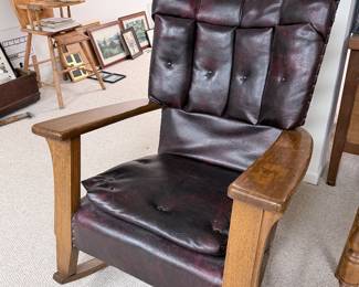 Upholstered oak rocker