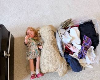 vintage doll and doll clothes