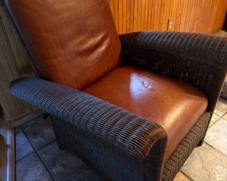 Restoration hardware wicker and leather chair