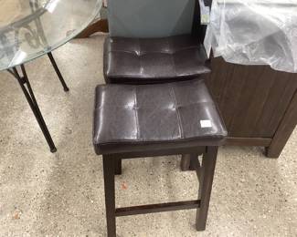 Pair of leather top stools