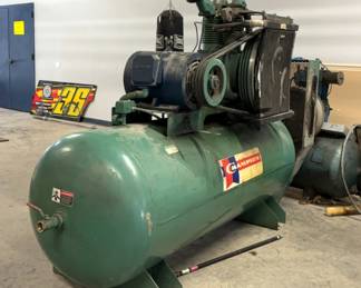 Champion HRA15-25 Horizontal Tank Air Compressor, With Leeson Motor, Model N254T17DB12B, And Extra Baldor Motor, Model M2513T-8