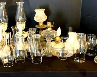 Vintage Hurricane Lamps and Glass Shades