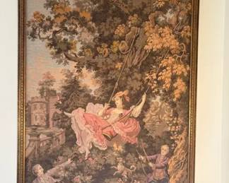 French Pastoral Wall Tapestry The Swing