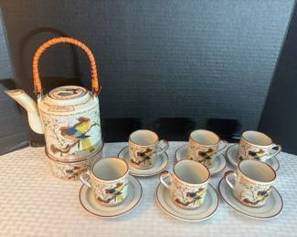 Pheasants with Cherry Blossom Tea Set