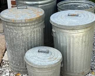 Classic Galvanized, Steel Trash Cans