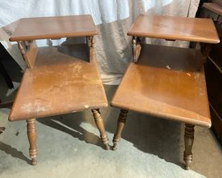 Pair of Matching Vintage TwoTiered End Tables