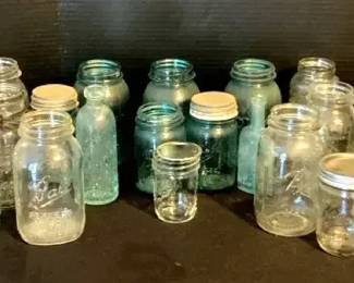 Vintage Green Clear Ball Jars and More
