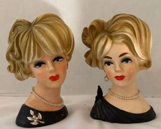 Vintage Napco Ware Ceramic Lady Head Brush Holder or Planter