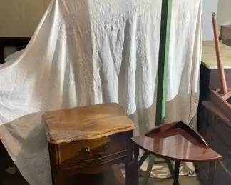 Two Vintage EndSide Tables Vintage Wood Coat Rack