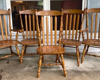 Five Vintage Wood Dining Chairs