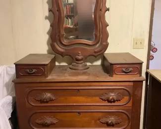 Vintage Wood Chest of Drawers W Vanity Top