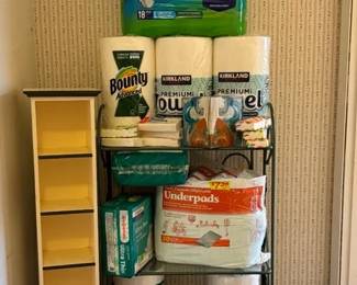 Metal Shelf with Assorted Household Items