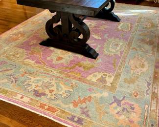 Contemporary violet and turquoise Oushak rug