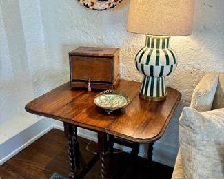 English oak barley twist gate leg table