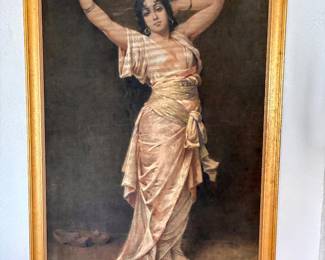 “Harem Dancer” oil on canvas by A. Cortez