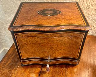 19th c burled tantalus box