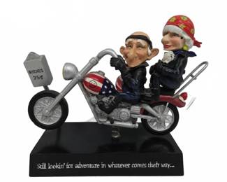 Novelty Biker Couple Figurine on Motorcycle