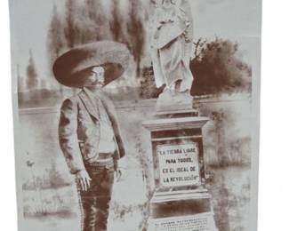 Emiliano Zapata Jy Photograph With Statue