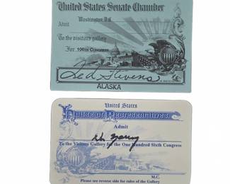 106th Congress US Senate & House Gallery Passes