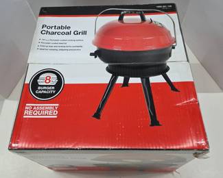 Portable Charcoal Grill Red 8 Burger Capacity