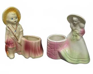 USA 532 Boy & Girl Figurine Planter Pair