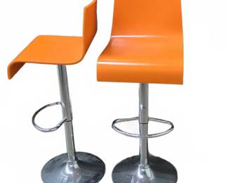 Modern Orange Bar Stools Chrome Base