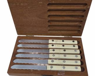 Simmons Stainless Steak Knives, Celluloid Handles