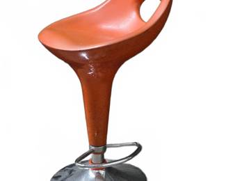 Orange Modern Swivel Bar Stool Chrome Base