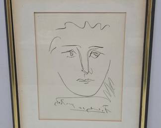 Picasso Etching "Pour Robie" Framed with COA