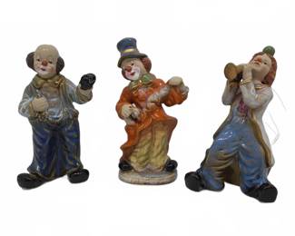 Ceramic Clown Figurines Hand-Painted Trio