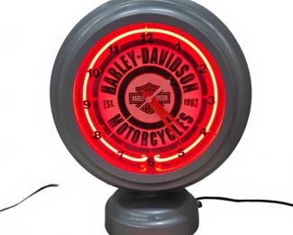 Neon Harley-Davidson Lighted Desk Clock Works