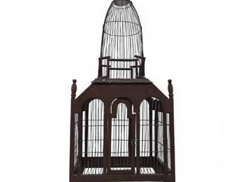 Wood & Wire Ornate Bird Cage About 38" Tall