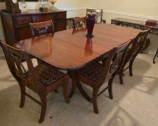 Drop-Leaf Dining Table and Lyre Back Chairs