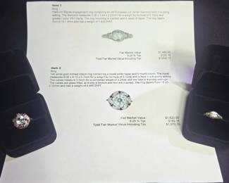 Gold, Silver and Diamond Jewelry - Many with Professional Evaluations and Appraisals